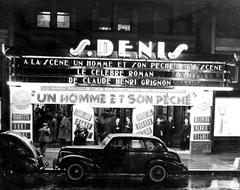 Vintage poster announcing the play Un homme et son péché at Théâtre St-Denis in 1942