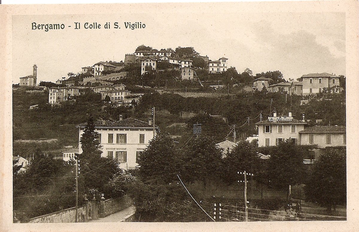 Scenic view of Bergamo city from Il Colle di San Vigilio hill
