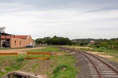 Railway track of Trem Republicano in Itu, Brazil surrounded by greenery