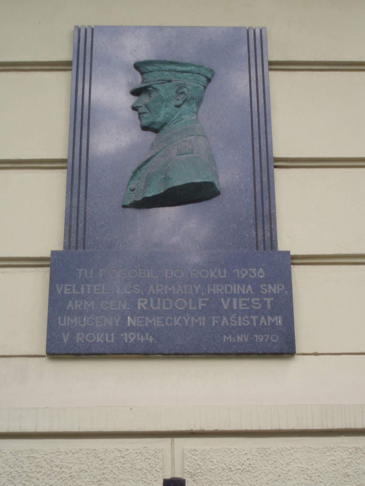 Rudolf Viest memorial plaque in Košice, Slovakia