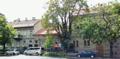 Street view of Krisztina Boulevard in Budapest with historic buildings and tram tracks
