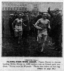 Paavo Nurmi winning first Loyola Relays at Soldier Field in 1925