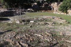 Ancient stone road north of the Olympieion in Athens
