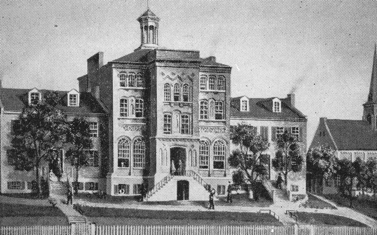 Concordia Seminary's first building in St. Louis in 1858
