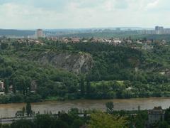 Braník rocks in Prague with layered rock formations and greenery