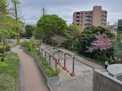 Mita Hill Park with green hills and clear blue sky in Japan