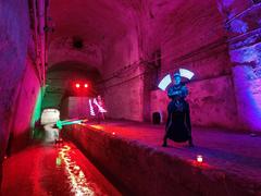 Runners participating in BBU Halloween Run 2024 in Budapest Kőbányai cellar system