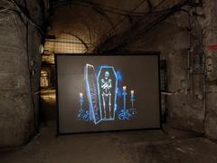 Kőbányai cellar system in Budapest during BBU Halloween Run 2024 with runners in costumes
