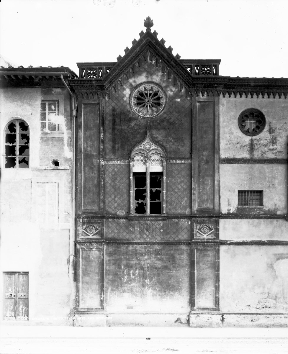 Historic wooden convent building in Pisa, Italy, 1895 with old architectural features