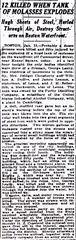 Historic newspaper article about the Boston Molasses Disaster