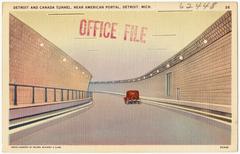 Detroit and Canada Tunnel near American Portal in Detroit, Michigan, historic postcard image