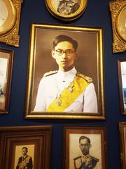 Portraits of Bhumibol Adulyadej from the 1940s displayed at Bangkok Art and Culture Centre