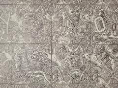 Black and white assemblage of 12 paintings by Kwanchai Lichaikul at Bangkok 242 exhibition