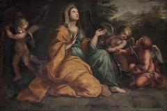 Hope with Attendant Cherubs in a Wood painting by Giuseppe Bartolomeo Chiari