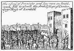 Historical painting of the Assault on Lambeth Palace in May 1640