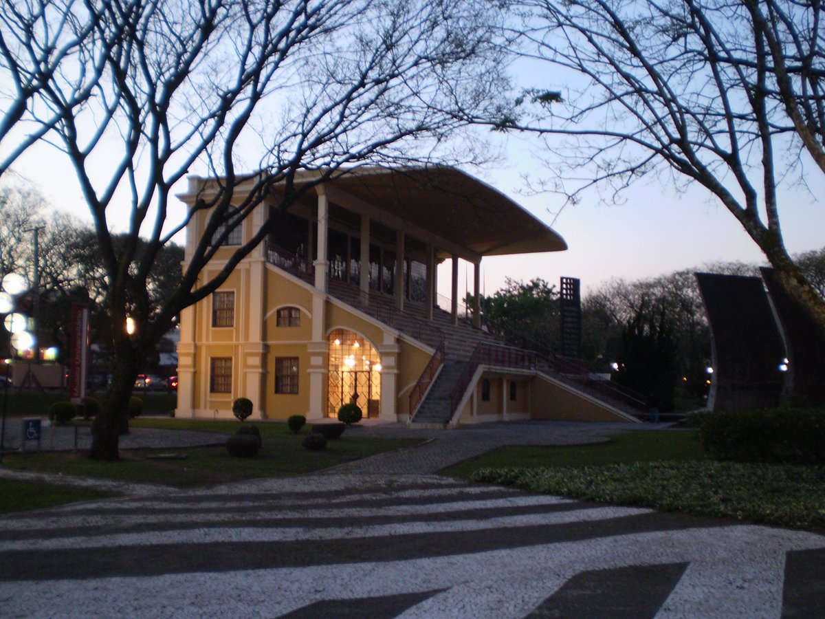 Historic grandstand building at Prado Velho Racetrack in Curitiba