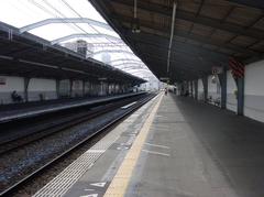 Taisho Station platform on the Osaka Loop Line in Osaka, Japan