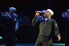Musician 3rd Class Julius Coker singing at the 2017 Virginia International Tattoo in Norfolk