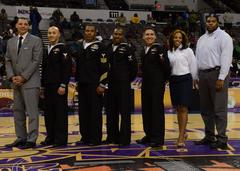 Sailors honored at Mid-Eastern Atlantic Conference basketball tournament aboard USS George H.W. Bush aircraft carrier