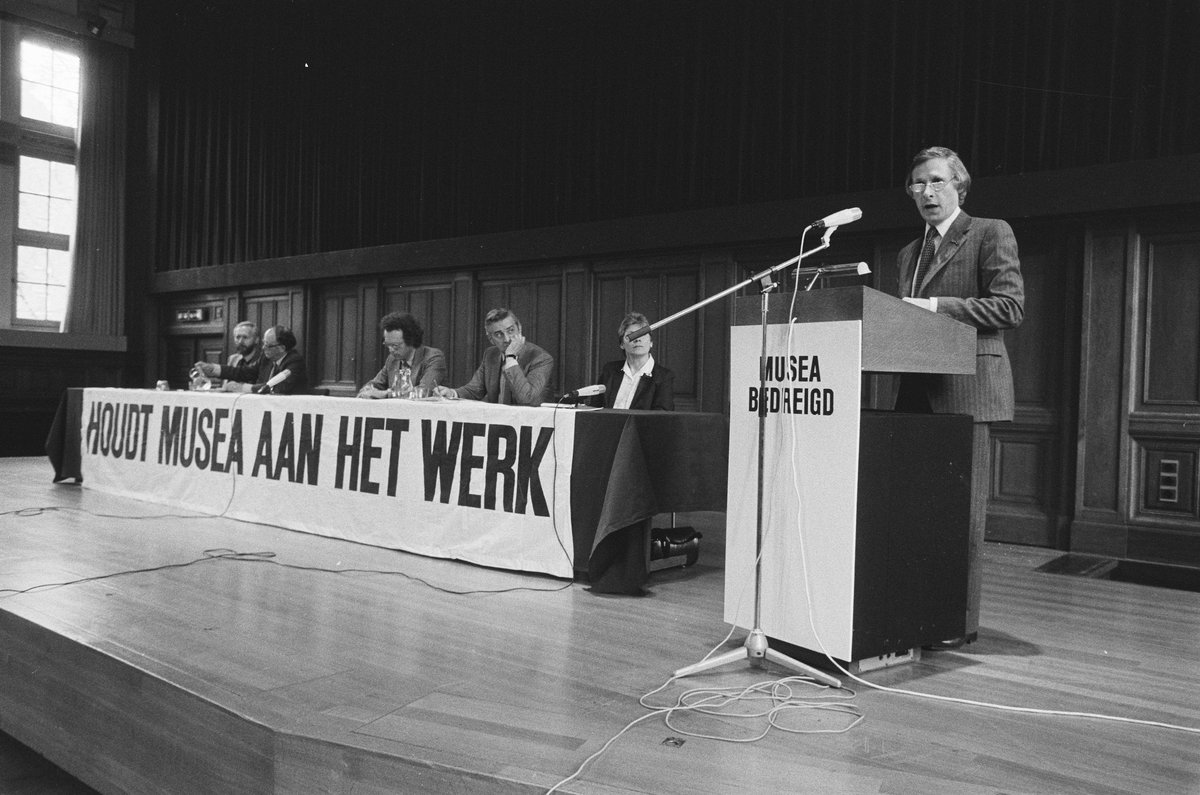 Protest event by museum staff against CRM budget cuts at Tropenmuseum Amsterdam in 1982