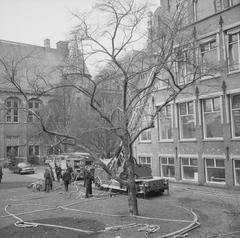 Fire damage on the roof of Tropenmuseum in Amsterdam, March 1965