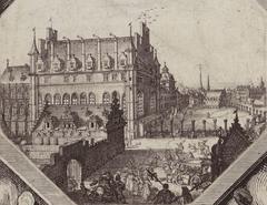 Detail of a historic map showing central Brussels from 1640 by Martin de Tailly
