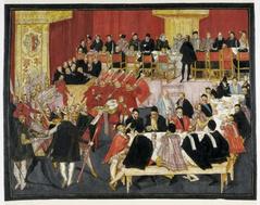 Floris Great Banquet painting depicting an elaborate medieval feast