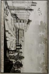 Courtyard interior with people and architectural elements
