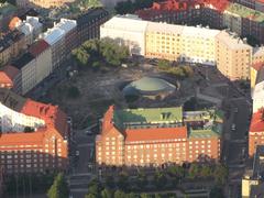 Temppeliaukio Church captured from a hot air balloon