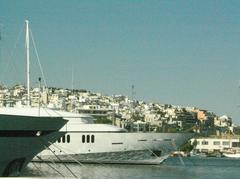 Seaside near Athens on July 24, 2006 with calm waters and rocky shoreline