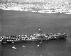 USS Franklin D. Roosevelt aircraft carrier anchored at Piraeus Greece September 1946