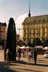 Brno Astronomical Clock on Namesti Svobody square in Brno with granite orloj