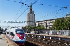 Sapsan train Nizhny Novgorod to St. Petersburg at Kalanchyovskaya street Moscow