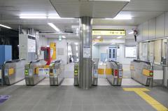 Osaka Metro Hommachi Station south west ticket gate with turnstiles and passengers