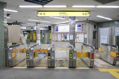 Osaka Metro Hommachi Station south east ticket gate with passengers and signs