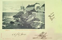 Historic view of Torre della Villa Gropallo in Nervi from the east, 1900