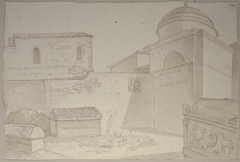 Dante's tomb and other sarcophagi in the San Francesco cemetery in Ravenna