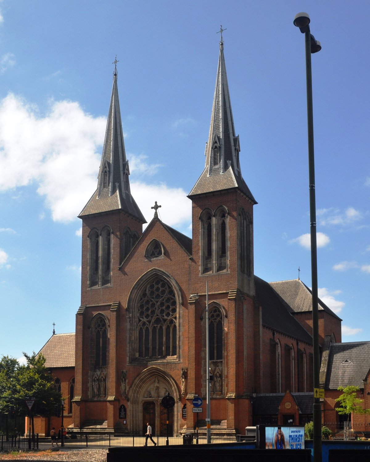 Exterior view of St Chad's Cathedral, a listed building in Birmingham with Gothic architecture