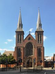 Exterior view of St Chad's Cathedral, a listed building in Birmingham with Gothic architectural features