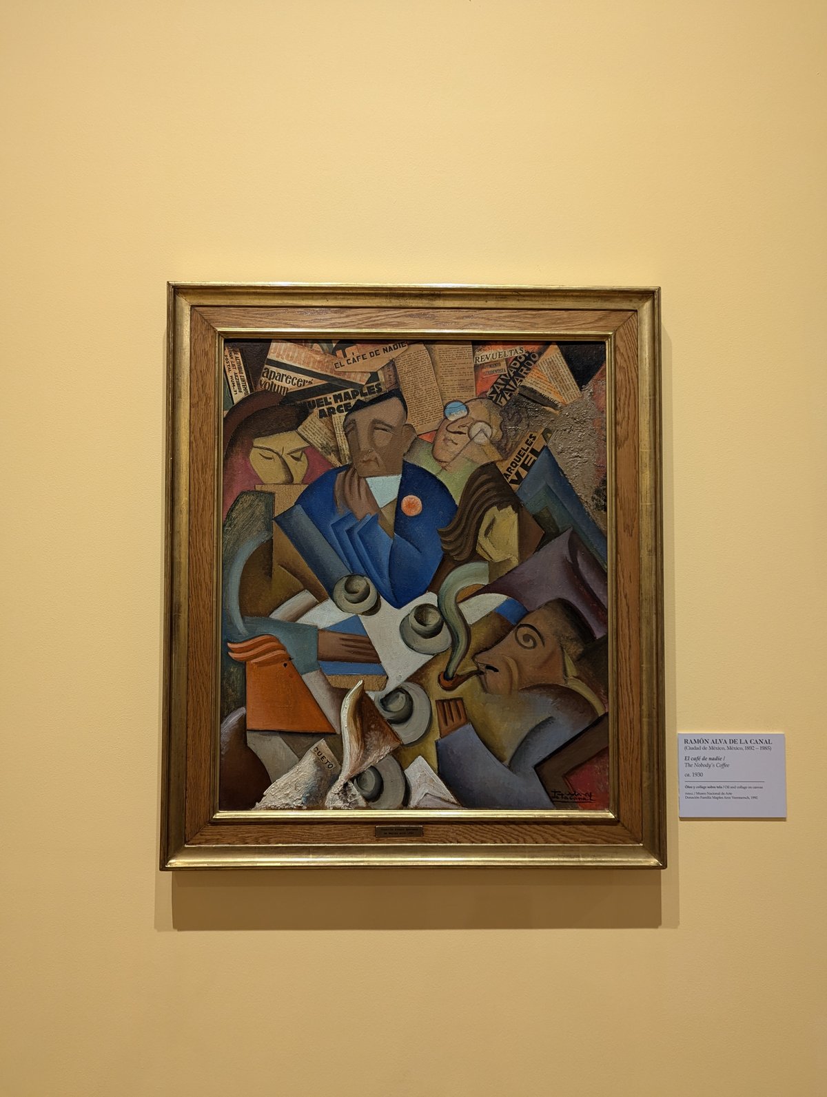 El café de nadie painting by Ramón Alva de la Canal, 1930, oil and collage on canvas