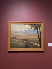 Painting La Mañana de Ávila by Diego Rivera depicting a morning scene in Ávila with architectural and natural elements