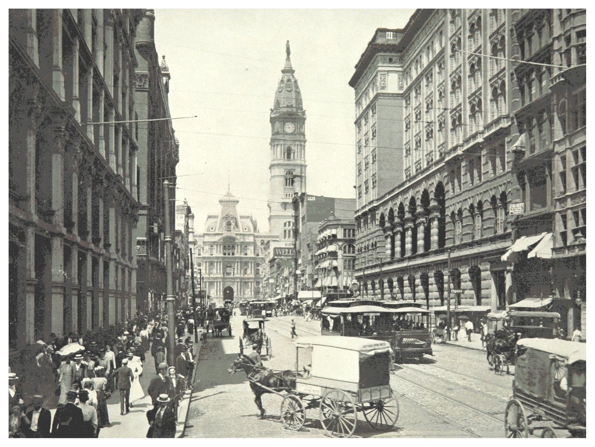 Historical black and white photo of Market Street, West from Eleventh Street, Philadelphia, 1897