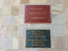 Historical plaques on display at museums in Yerevan, Armenia