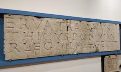 Latin inscription of Emperor Trajan on a limestone slab commemorating the construction work of the IV Scythian Legion, dated 116 AD