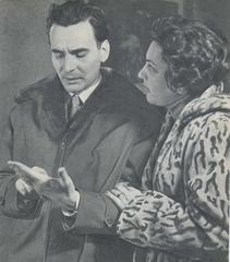 Radu Beligan and Irina Răchițeanu performing in a scene from 'Rețeta fericirii' at the National Theatre