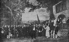 Bucharest National Theater troupe performing Caragiale's Lost Letter with Ion Brezeanu as the Drunk Citizen