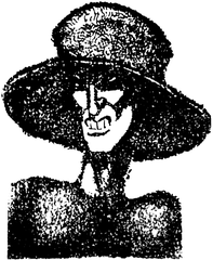 Caricature of Romanian Jewish actress and avant-garde poet Dida Solomon in August Strindberg's Samum staged by National Theater Bucharest in 1924