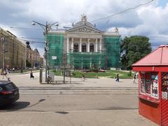 Reconstruction of Mahen Theatre facade in progress