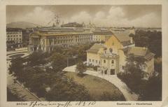 Historical photo of Městské divadlo and Jubilejní dům umělců císaře Františka Josefa in Brno before 1919