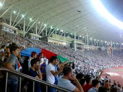 Fans of Karabakh FK cheering and supporting their team